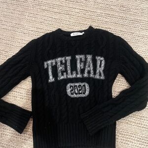 Telfar Sweater, Navy Cotton Cableknit, Crewneck, size M